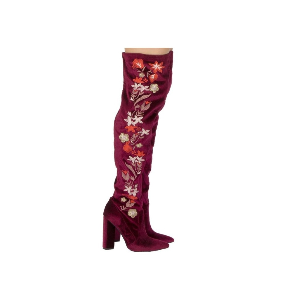 Floral Over The Knee Boots - Picture 2 of 4
